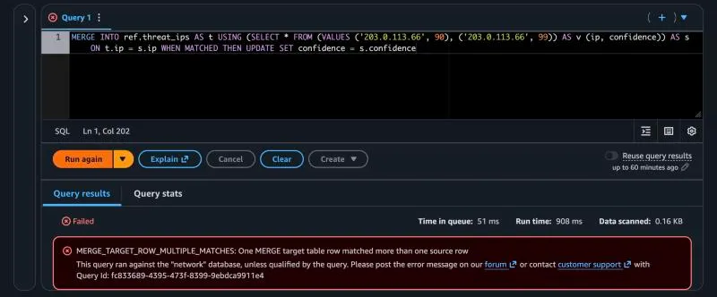 Athena error MERGE_TARGET_ROW_MULTIPLE_MATCHES